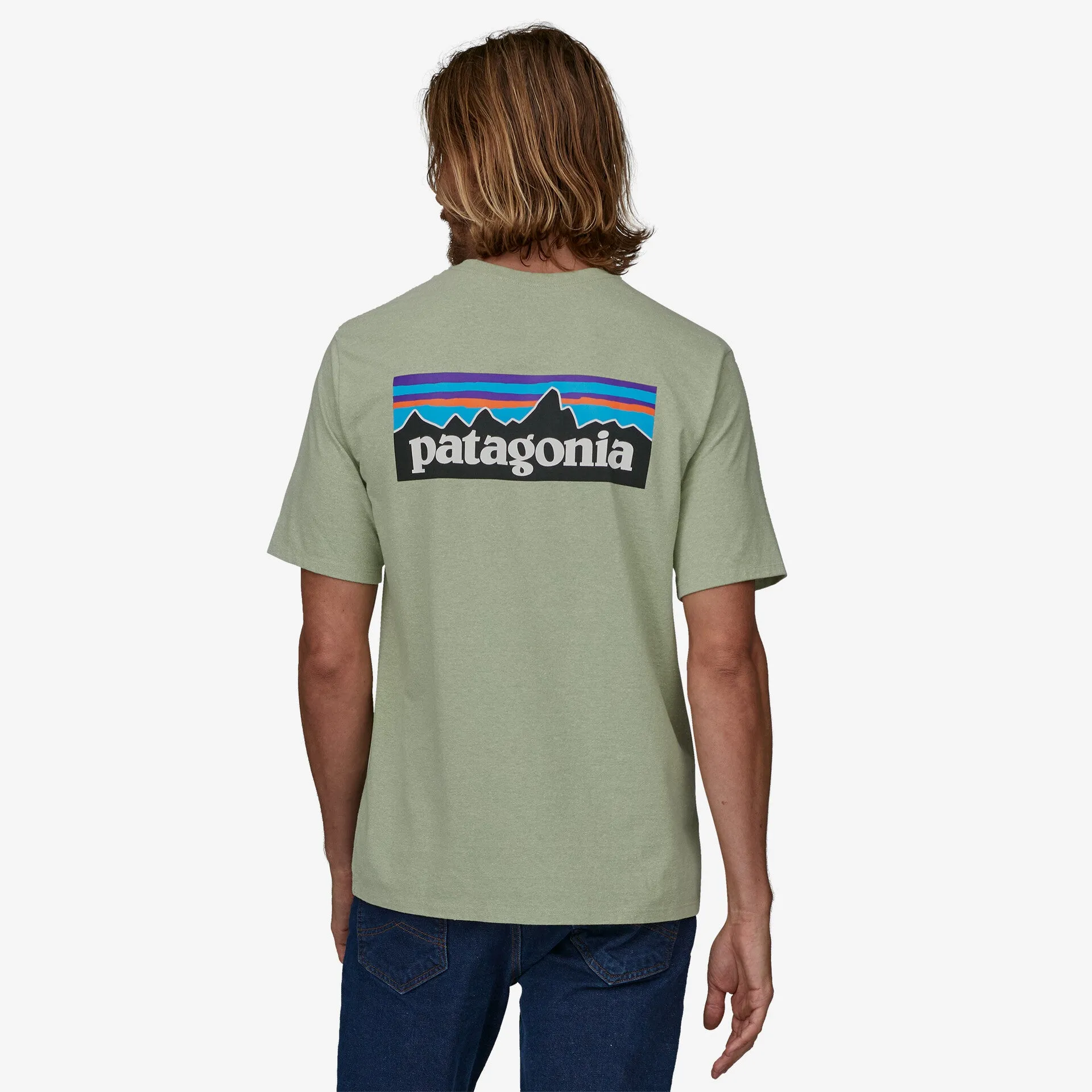 Men's P-6 Responsibili Patagonia Logo T-Shirt, Salvia Green